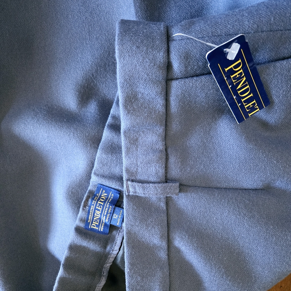 Pendleton Blue Virgin Wool Fully Lined Straight Leg Pleated Pants USA Made Sz 12 - Picture 4 of 9